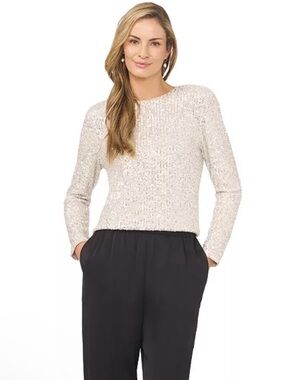 CeCe Sparkle & Shine Sequin Top Champagne XL